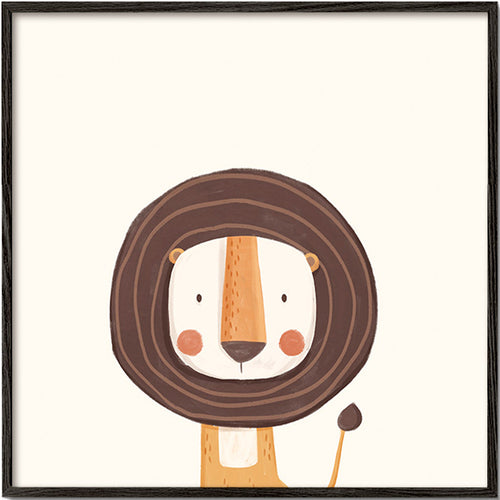 Lámina enfant : lion souriant au style minimal