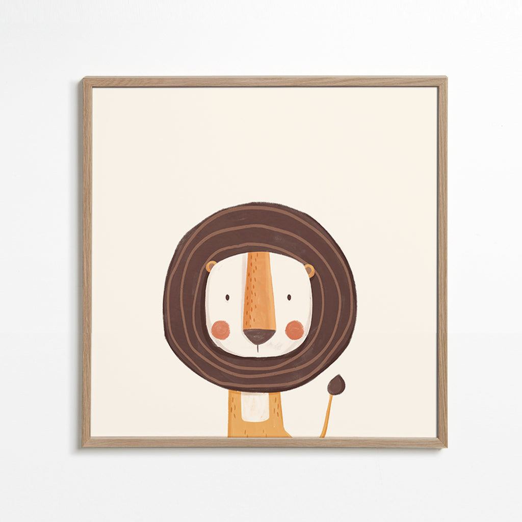 Lámina enfant : lion souriant au style minimal