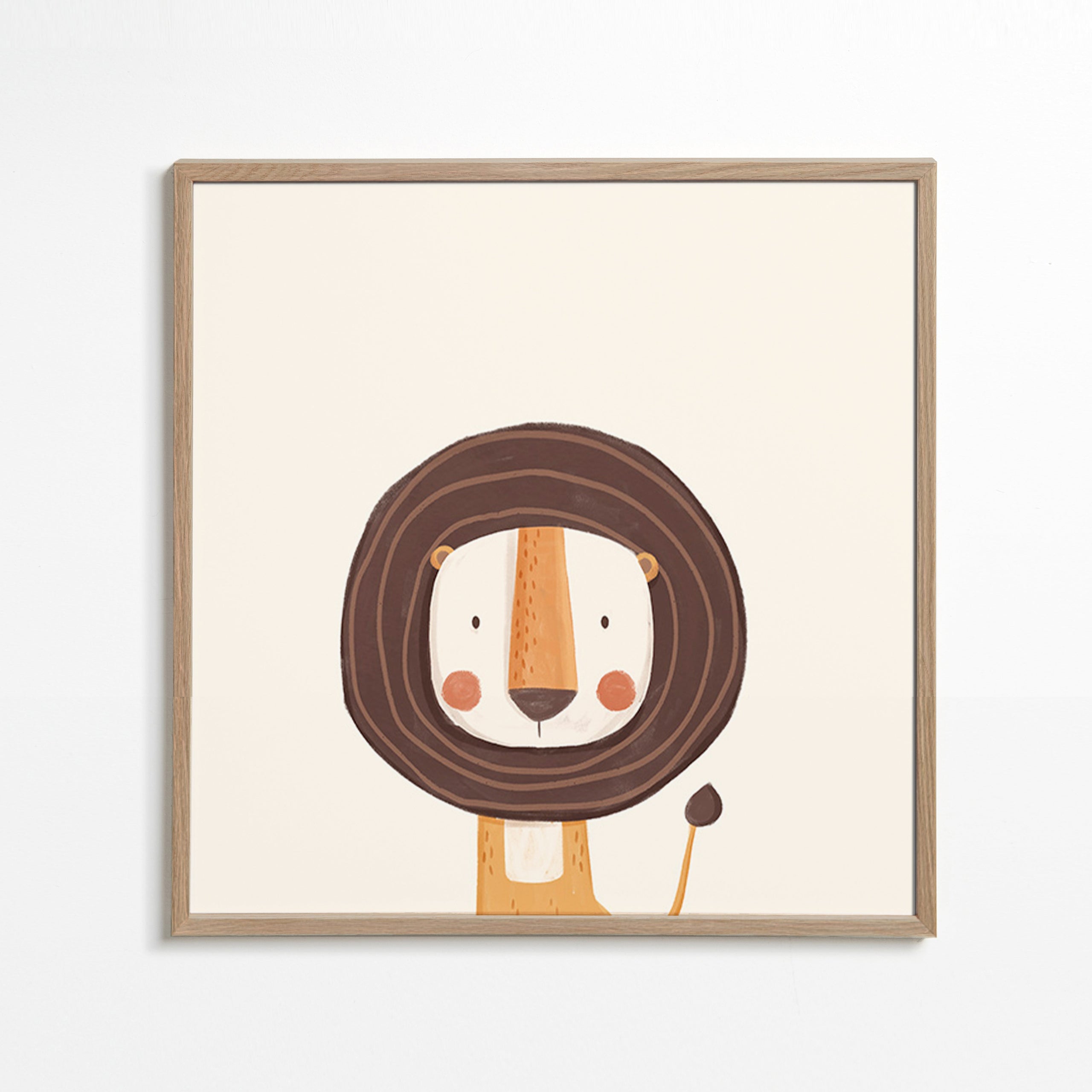 Lámina enfant : lion souriant au style minimal