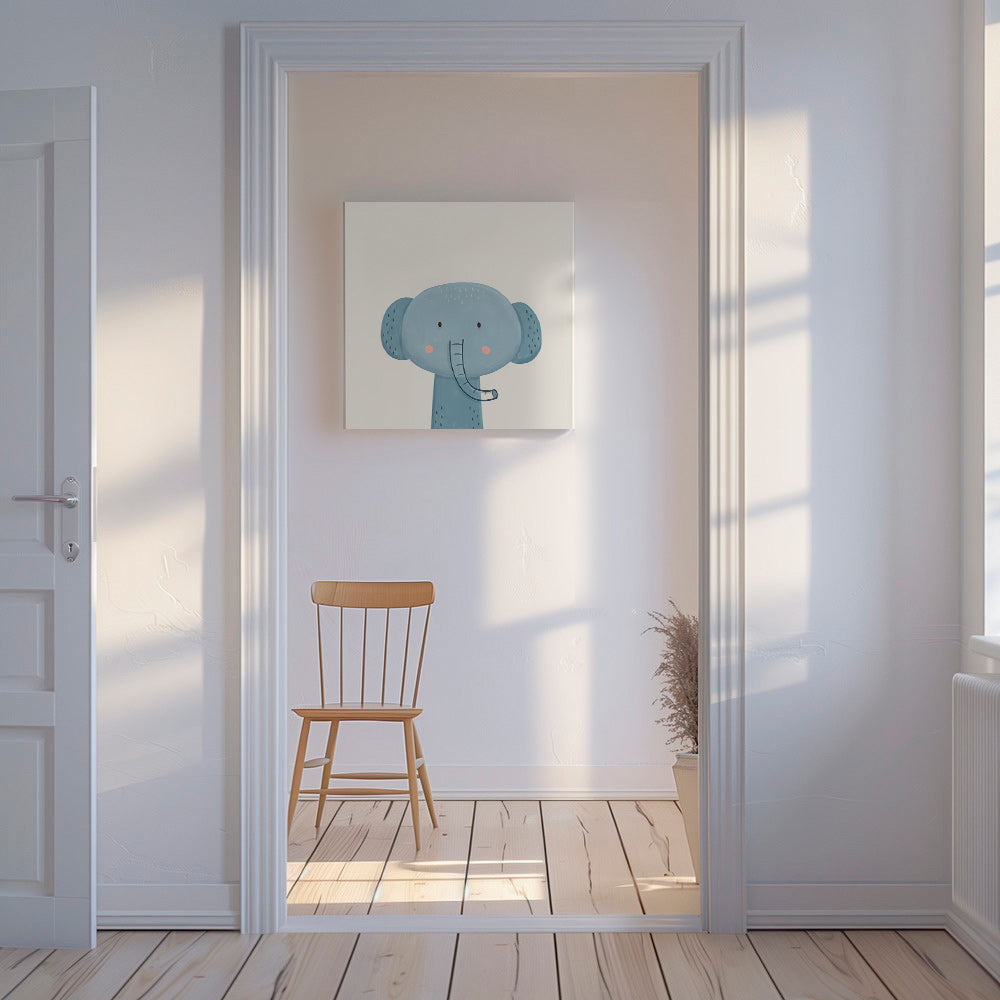 Illustration enfant éléphant bleu tendre