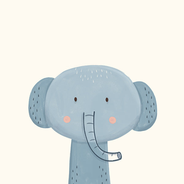 Illustration enfant éléphant bleu tendre