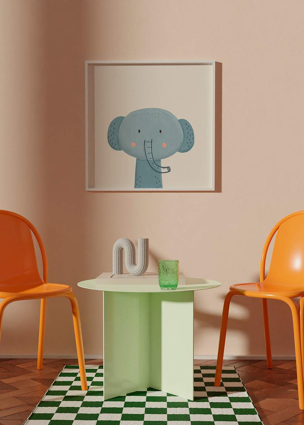 Illustration enfant éléphant bleu tendre