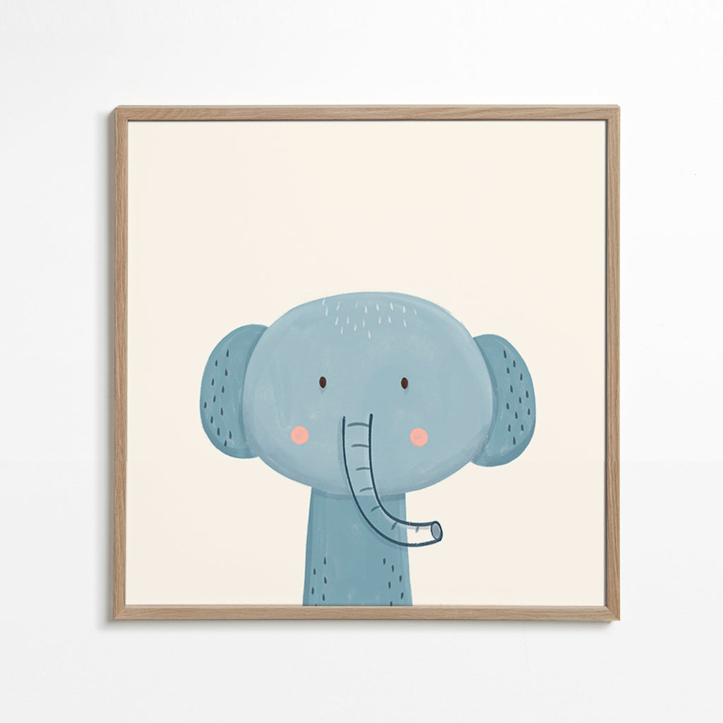 Illustration enfant éléphant bleu tendre