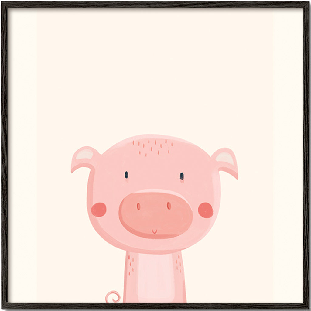 Illustration enfantine de cochon rose