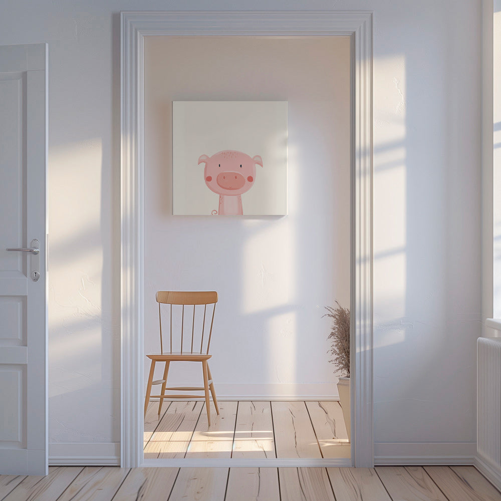 Illustration enfantine de cochon rose