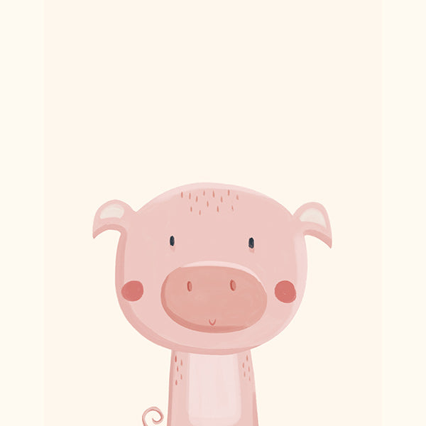 Illustration enfantine de cochon rose