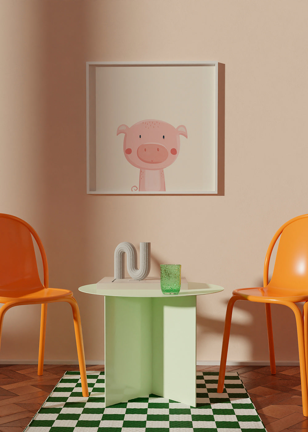 Illustration enfantine de cochon rose