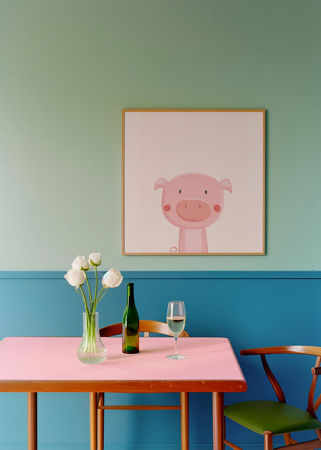 Illustration enfantine de cochon rose