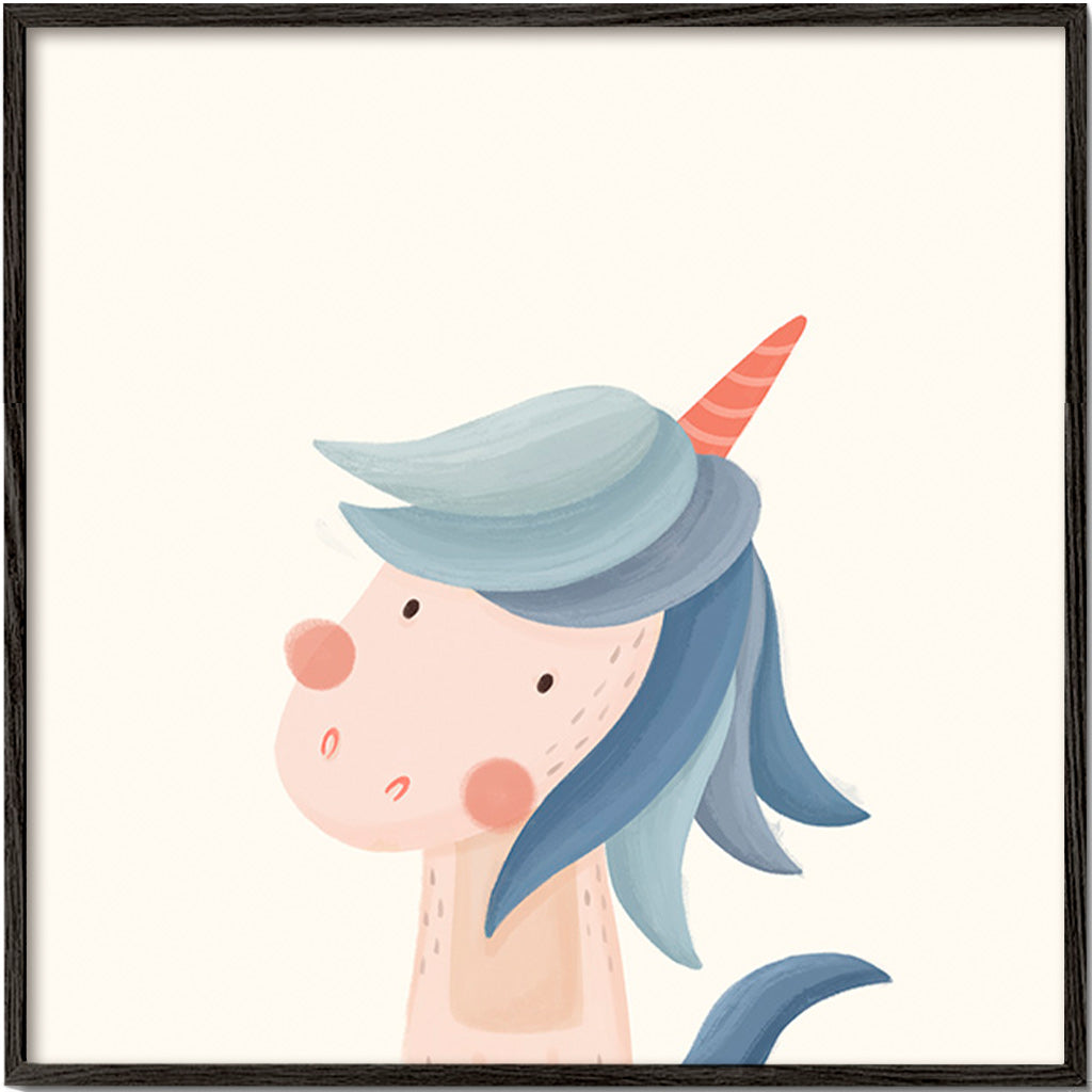Illustration enfant licorne bleue mignonne