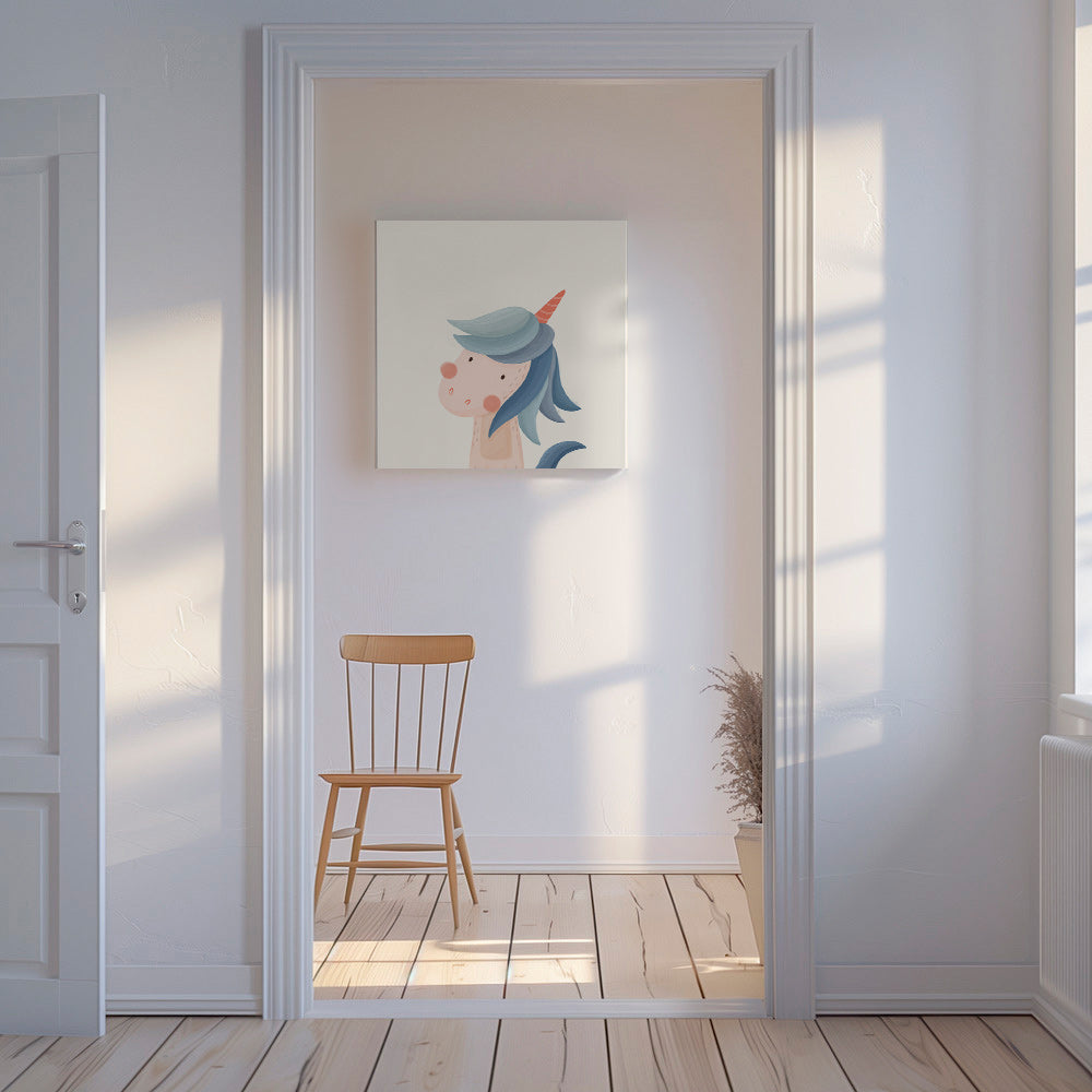 Illustration enfant licorne bleue mignonne