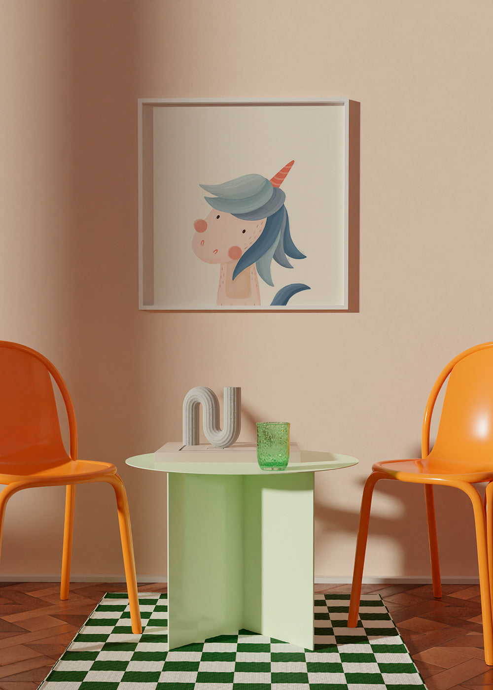 Illustration enfant licorne bleue mignonne