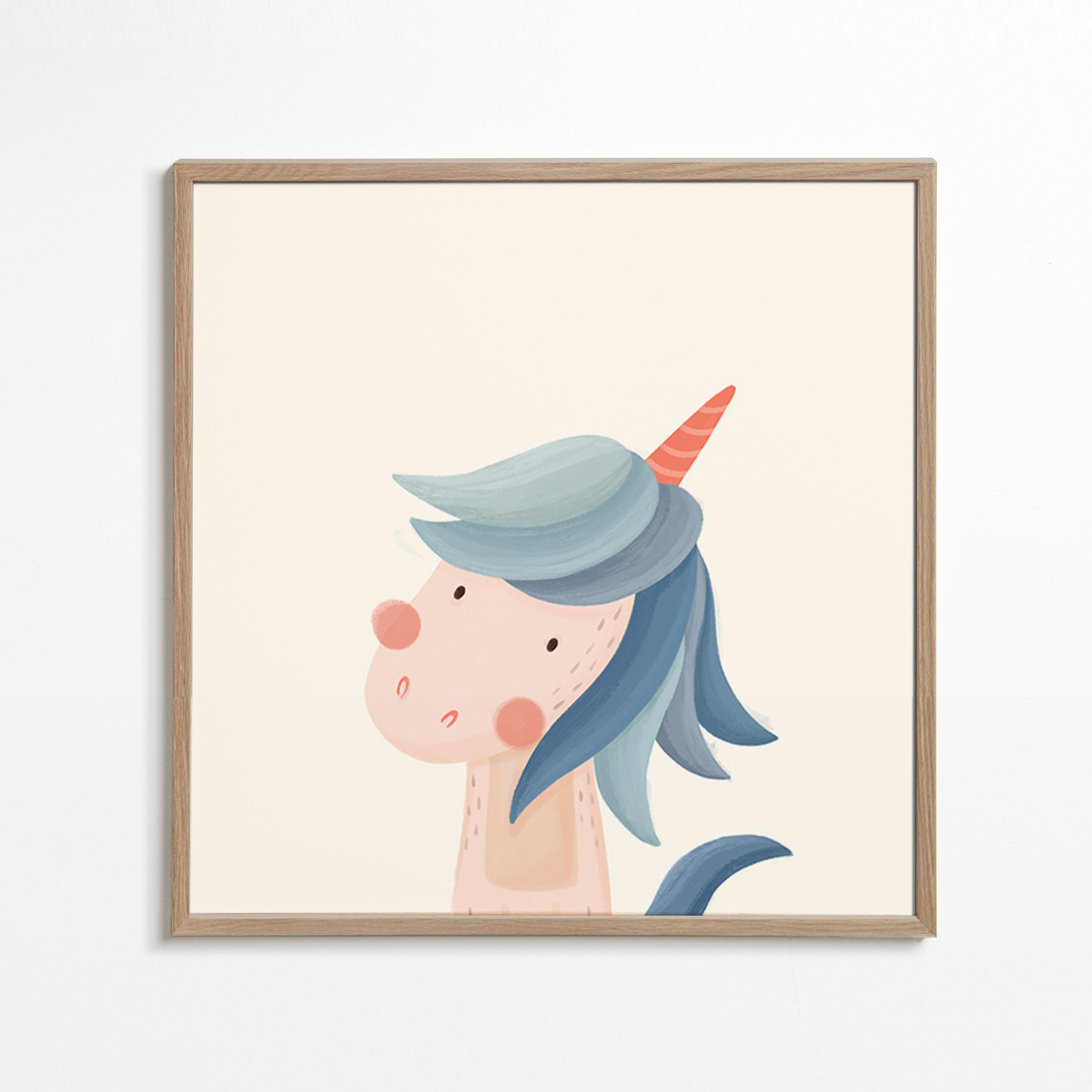 Illustration enfant licorne bleue mignonne