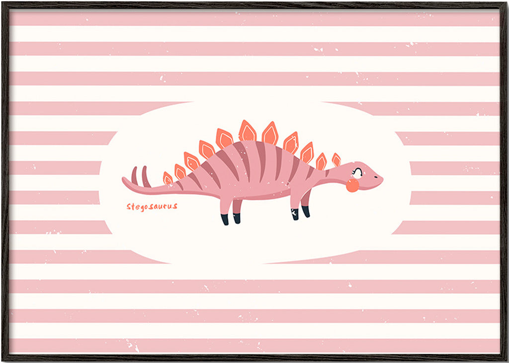 Poster enfant Stegosaurus sur rayures pastel