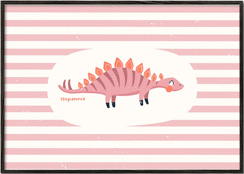 Poster enfant Stegosaurus sur rayures pastel