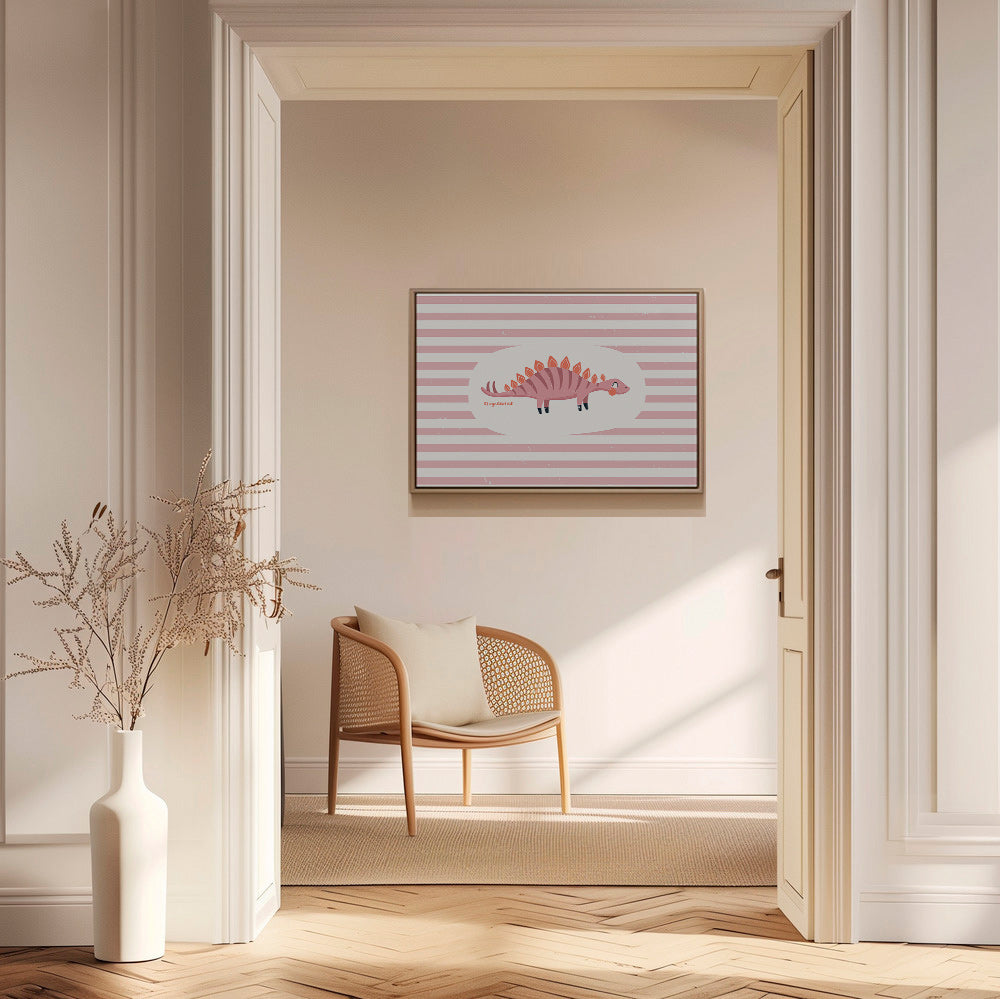 Poster enfant Stegosaurus sur rayures pastel