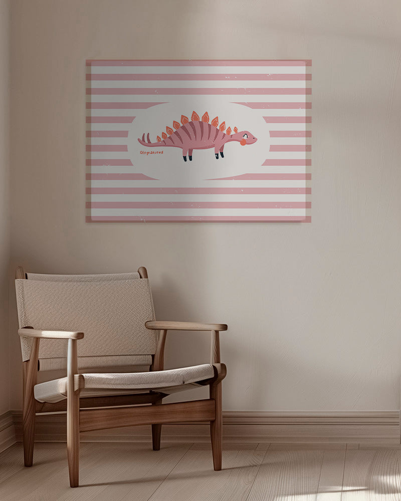 Poster enfant Stegosaurus sur rayures pastel