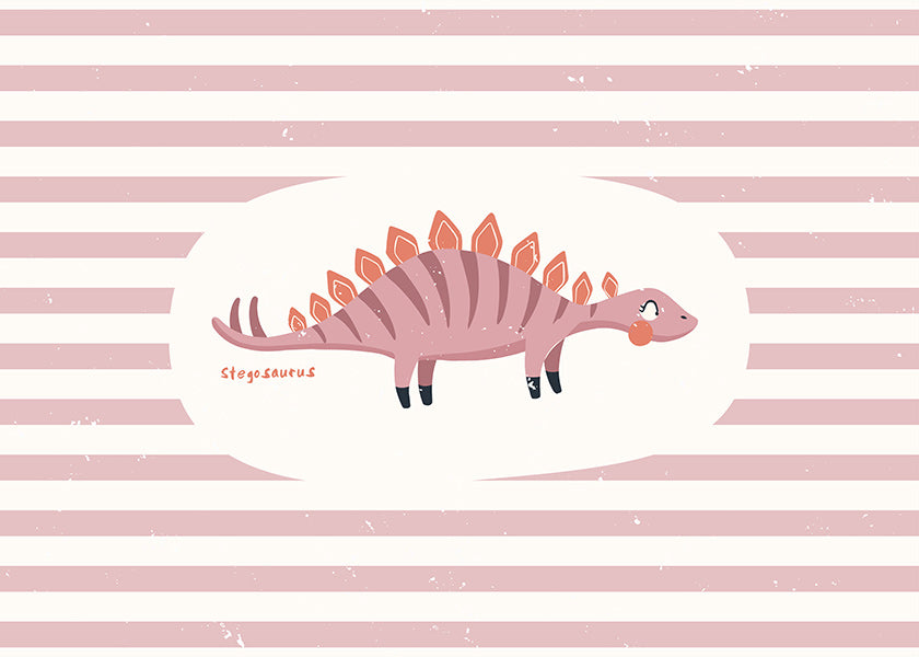 Poster enfant Stegosaurus sur rayures pastel