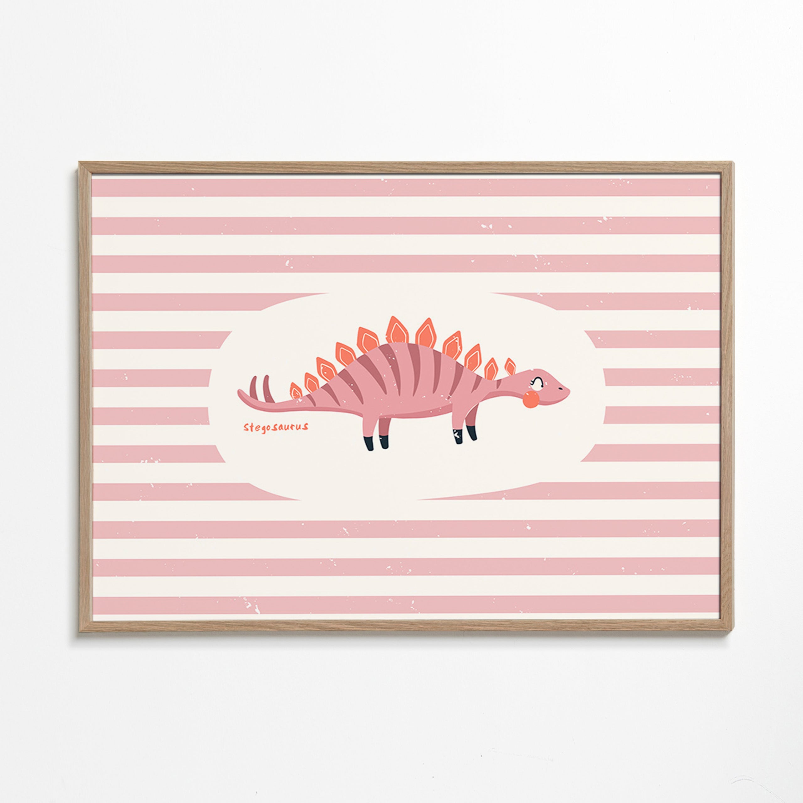 Poster enfant Stegosaurus sur rayures pastel