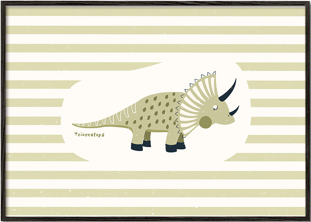 Affiche enfant Triceratops vert