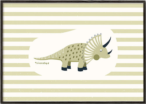 Affiche enfant Triceratops vert