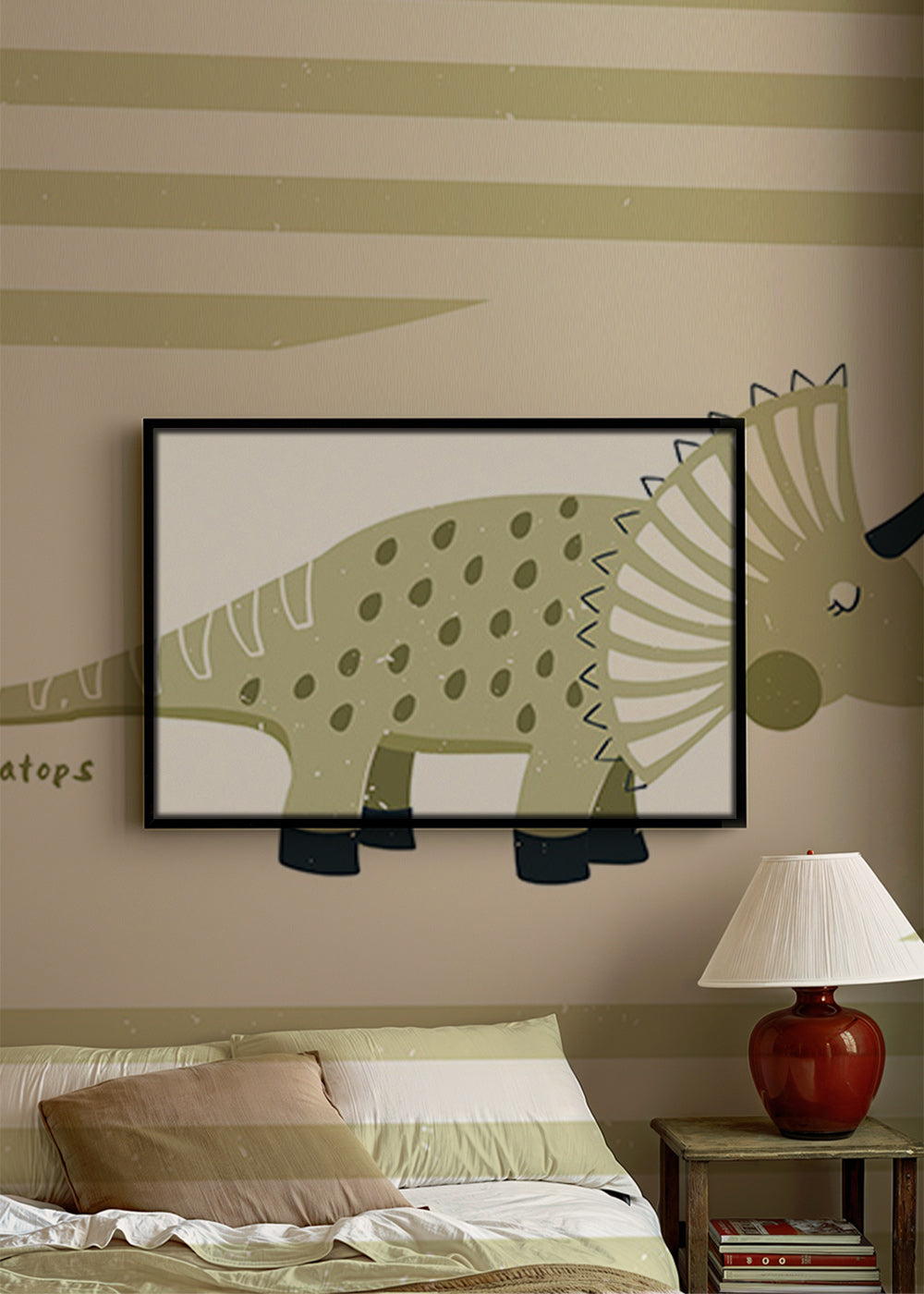 Affiche enfant Triceratops vert