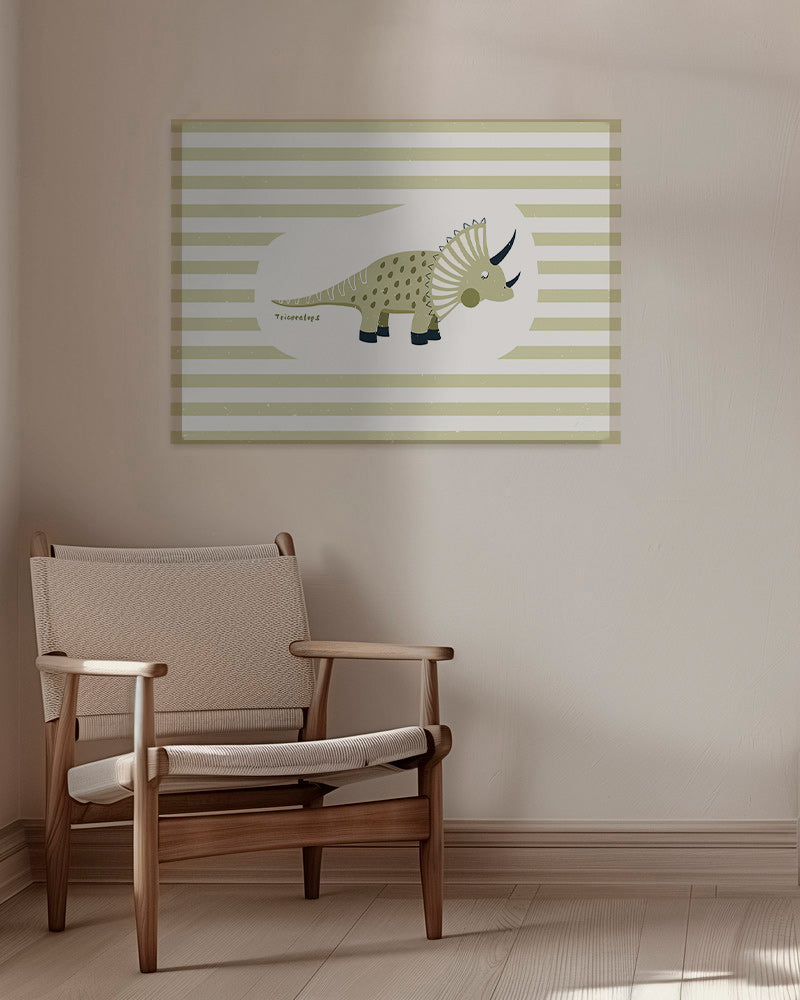 Affiche enfant Triceratops vert