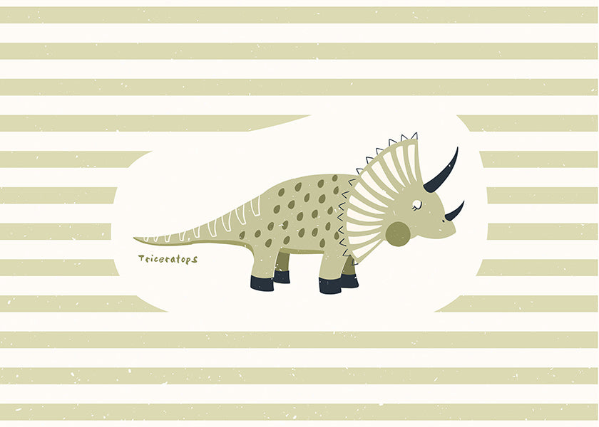 Affiche enfant Triceratops vert