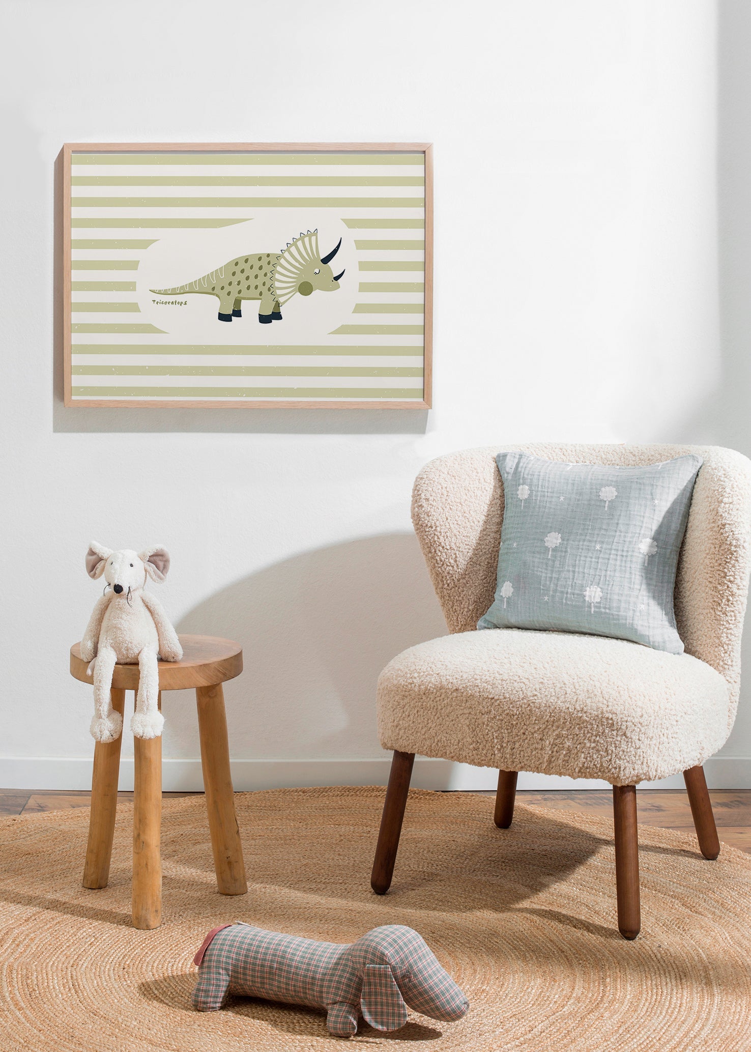 Affiche enfant Triceratops vert
