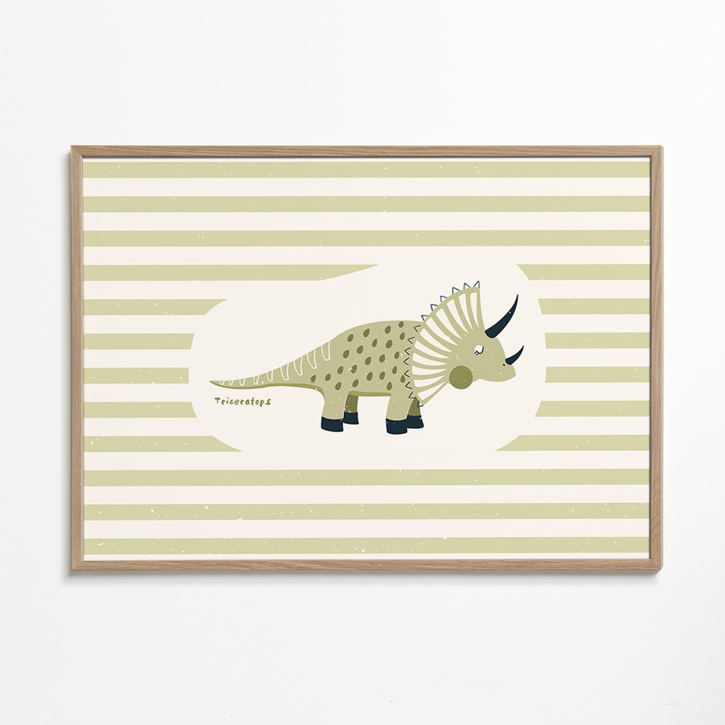 Affiche enfant Triceratops vert