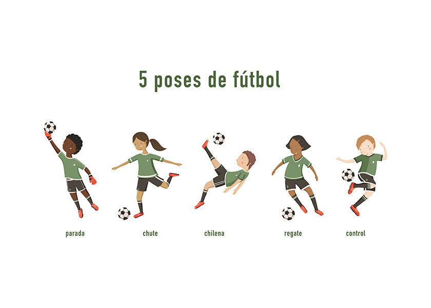 Art sportif avec 5 poses de football