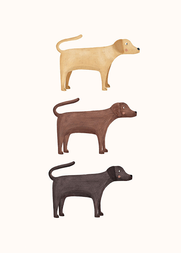 Œuvre trois labradors illustrée