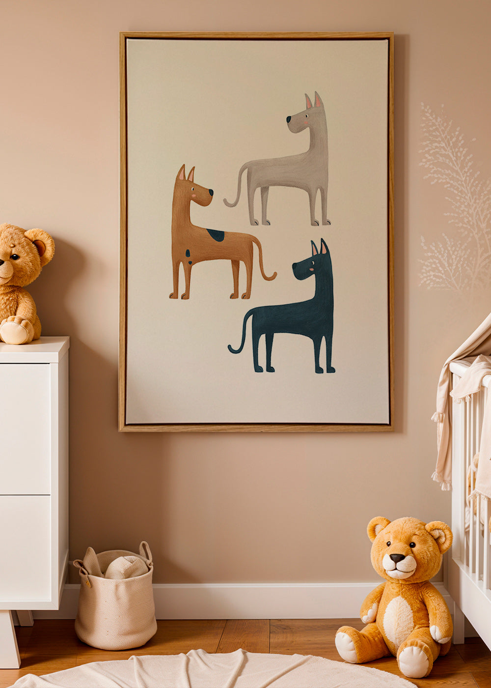 Œuvre animale de trois chiens