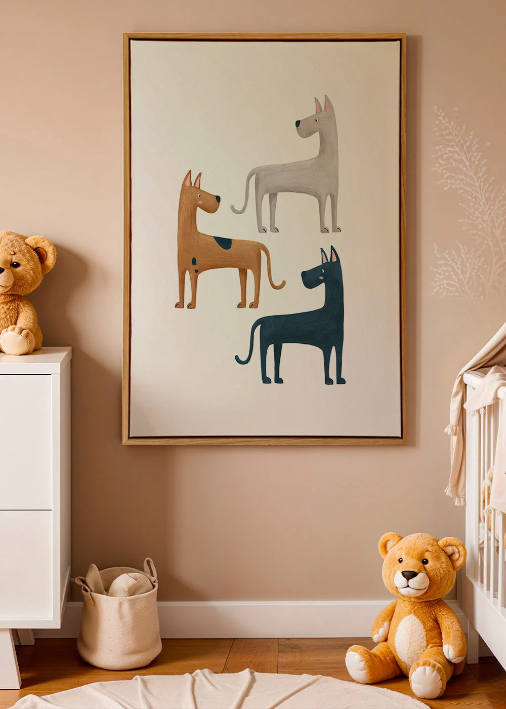 Œuvre animale de trois chiens