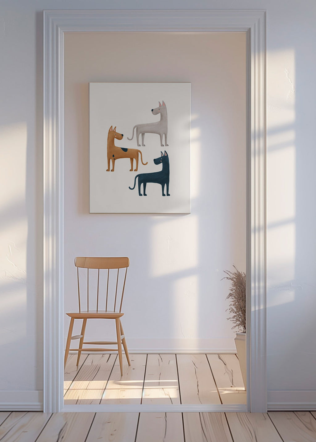 Œuvre animale de trois chiens