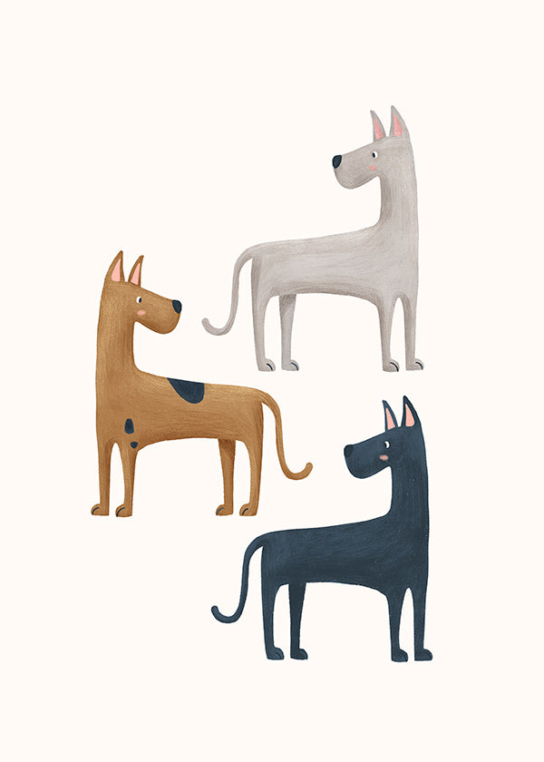 Œuvre animale de trois chiens