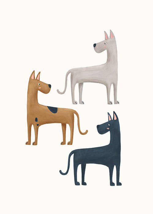 Œuvre animale de trois chiens