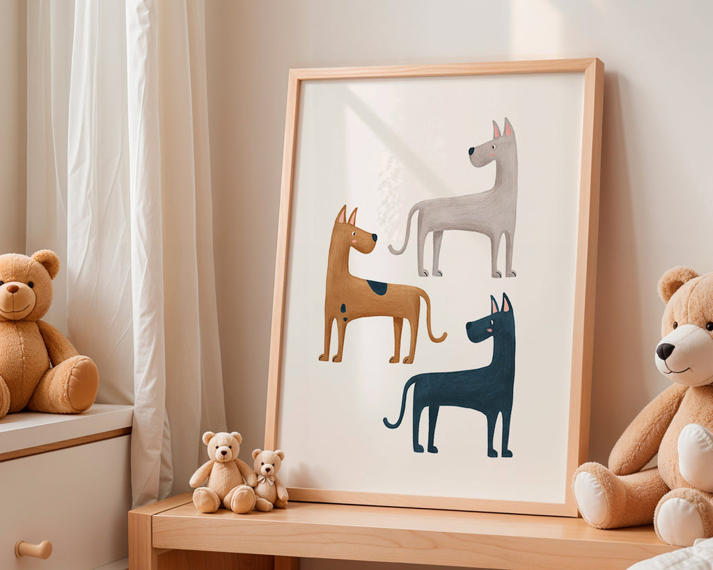 Œuvre animale de trois chiens