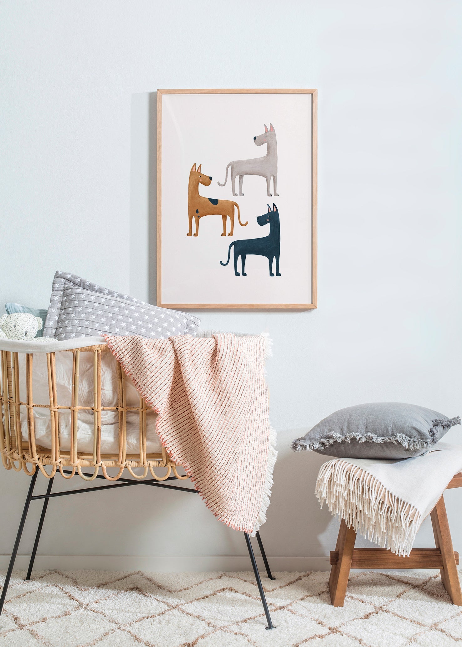 Œuvre animale de trois chiens