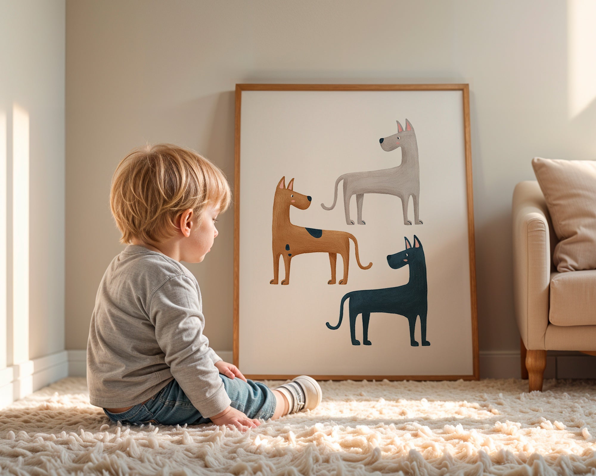 Œuvre animale de trois chiens