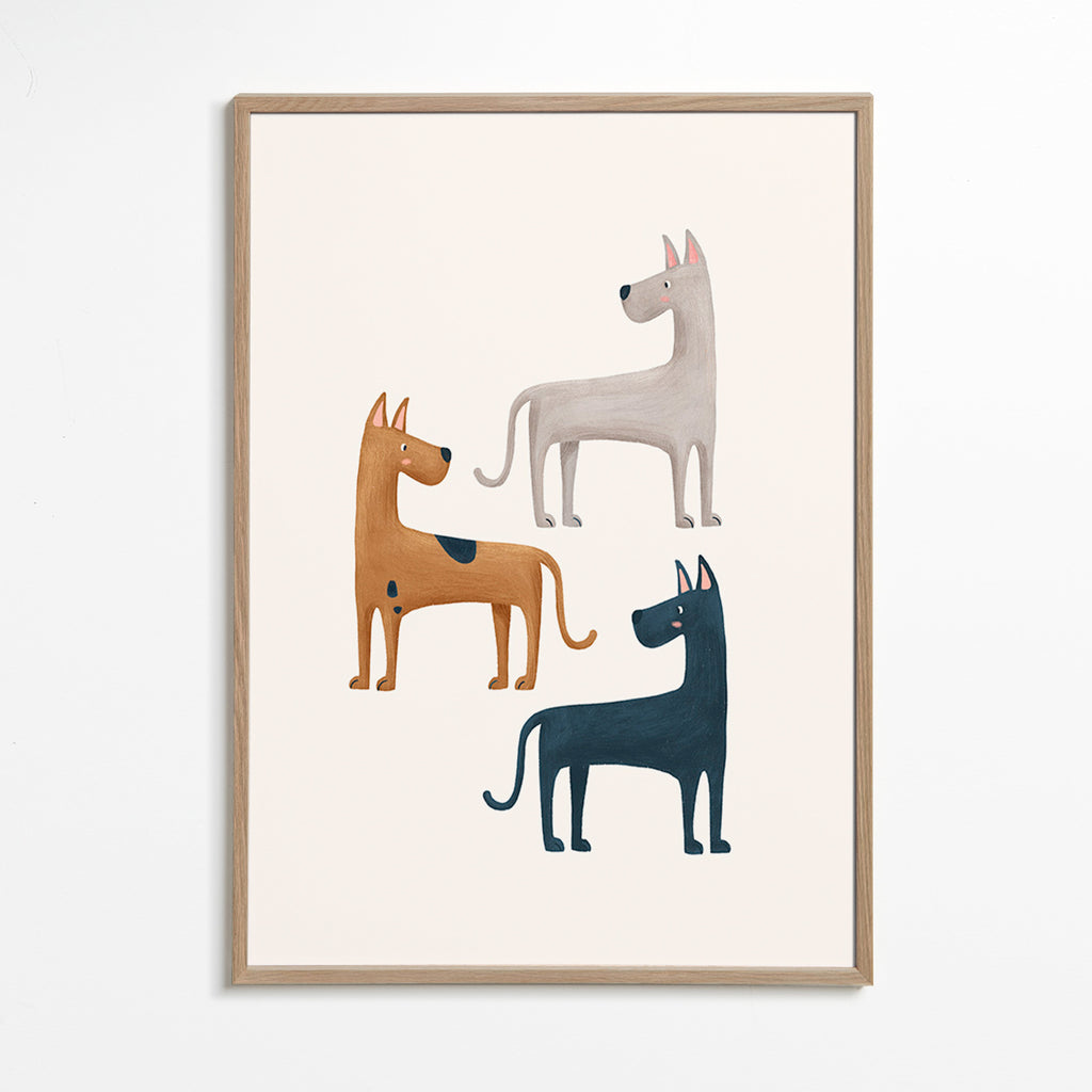 Œuvre animale de trois chiens
