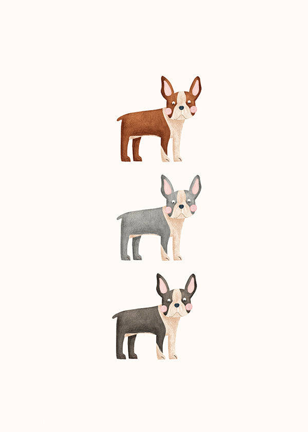 Œuvre Trois Boston Terriers