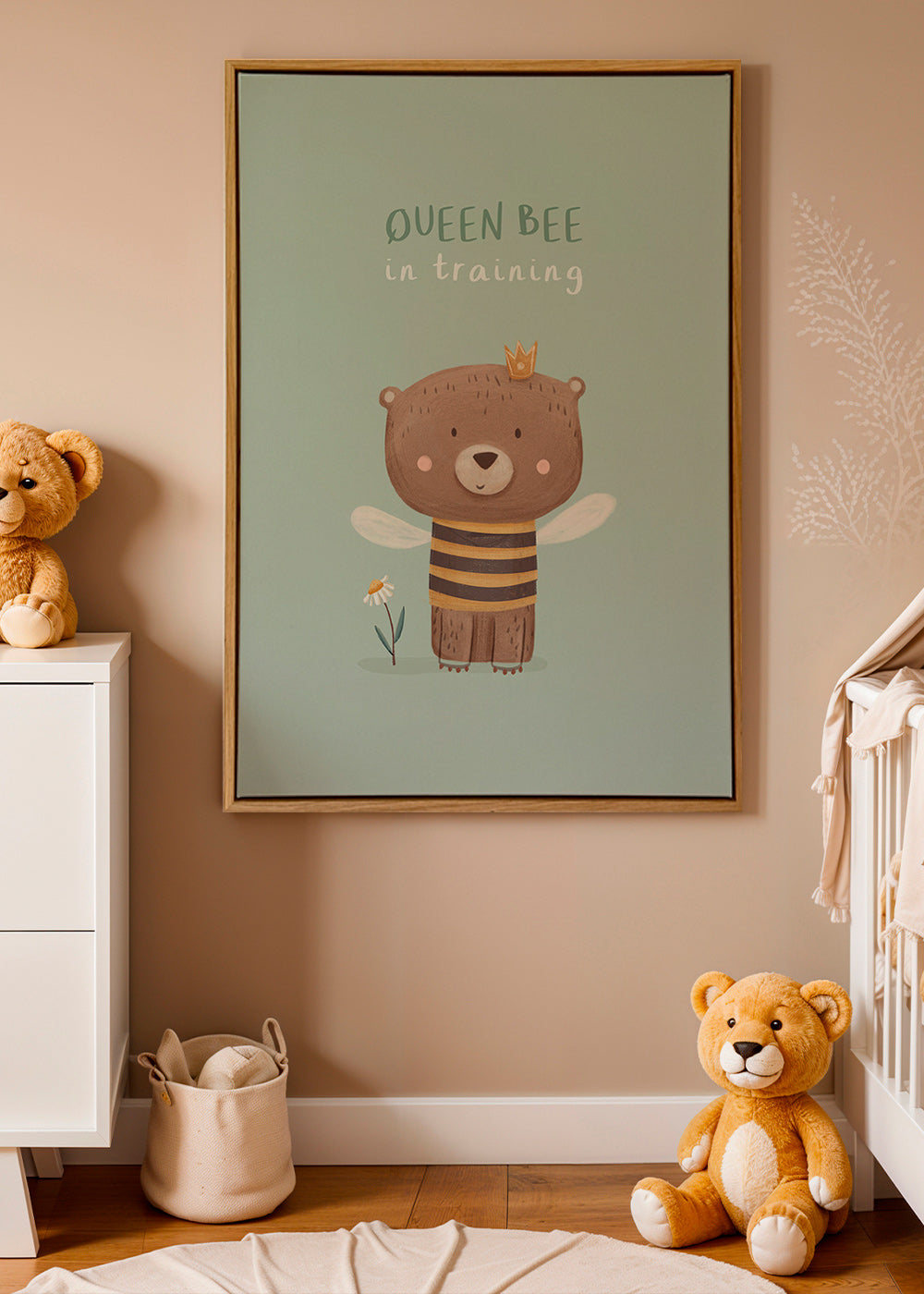Affiche enfant Ours 'Queen Bee' avec couronne