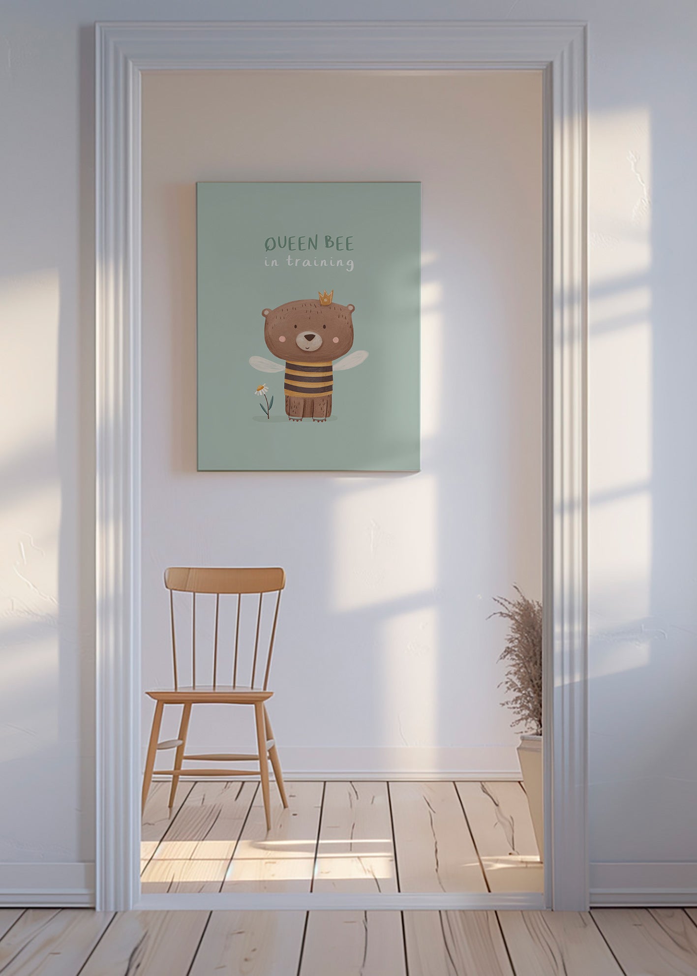 Affiche enfant Ours 'Queen Bee' avec couronne