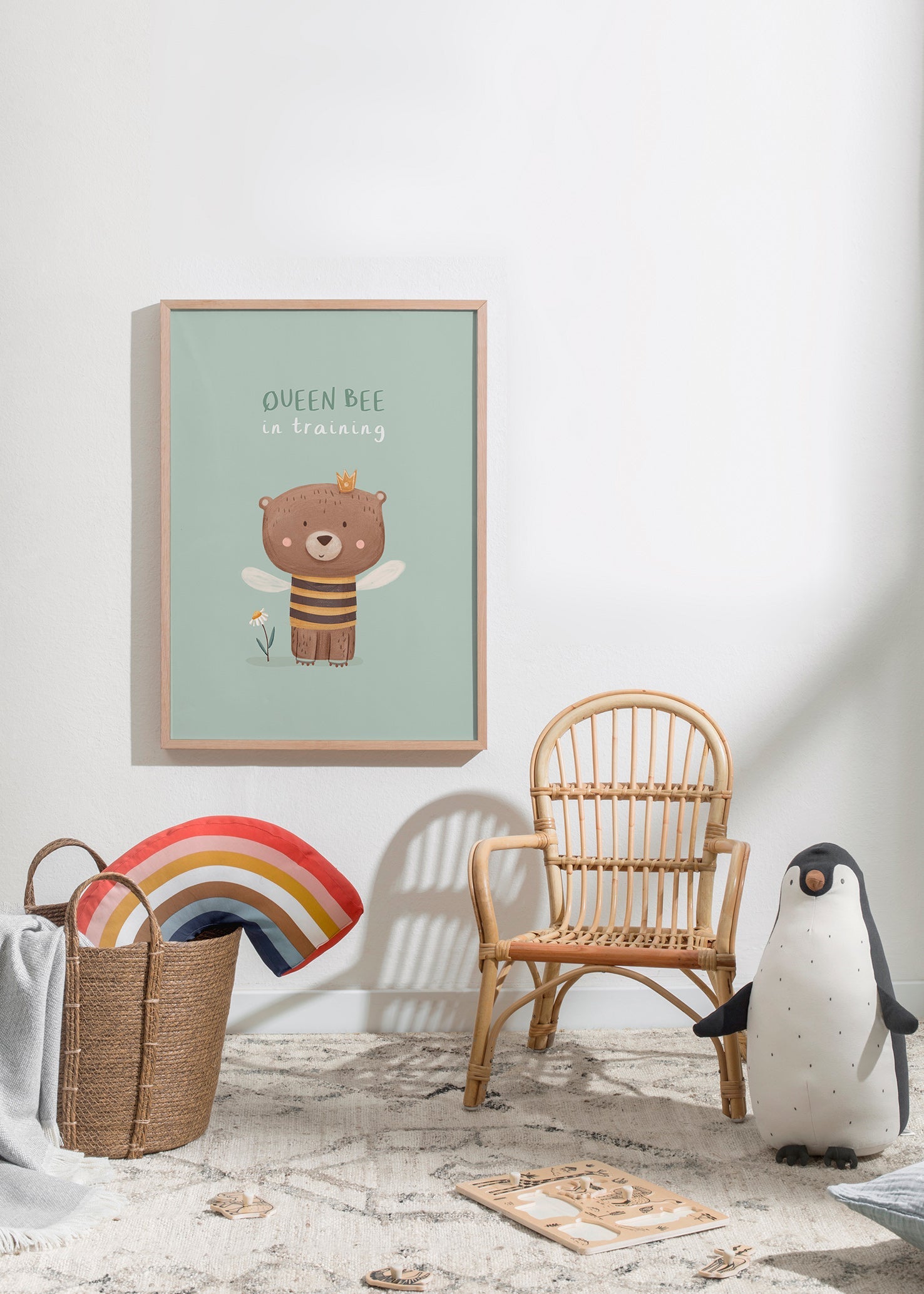 Affiche enfant Ours 'Queen Bee' avec couronne