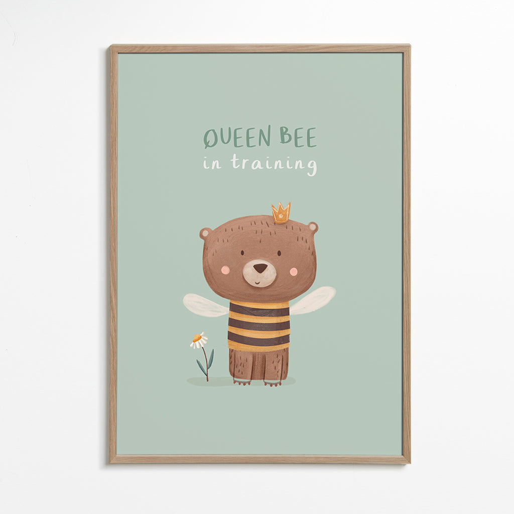 Affiche enfant Ours 'Queen Bee' avec couronne