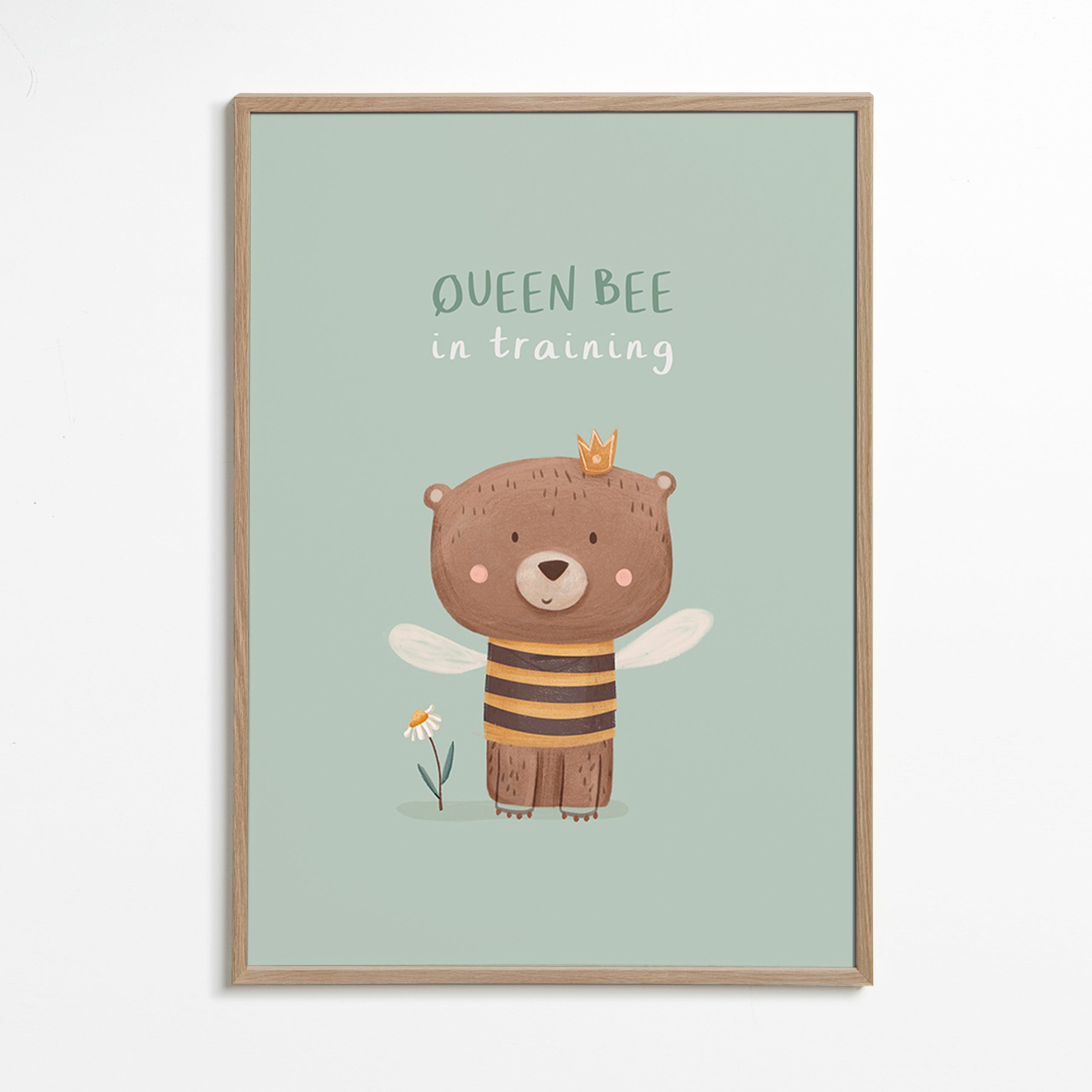 Affiche enfant Ours 'Queen Bee' avec couronne