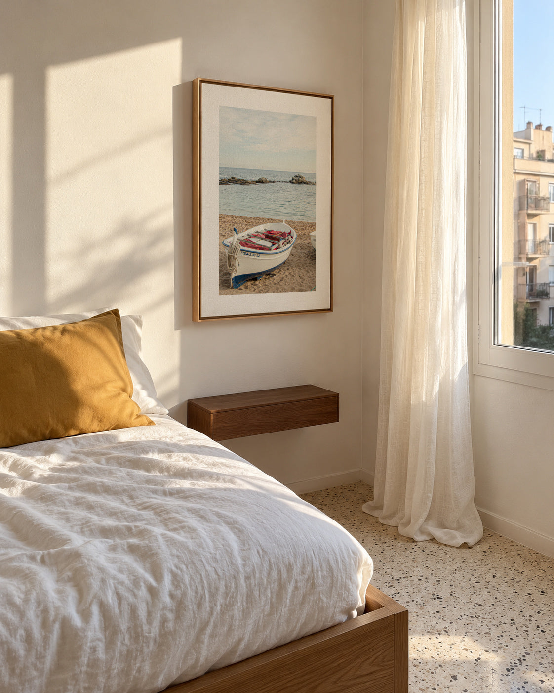 Costa Brava III - Framed canvas in an interior
