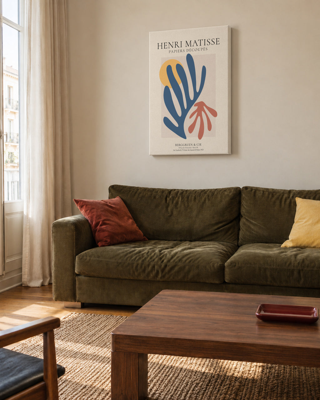Henri Matisse papiers découpés IV - Unframed canvas in an interior