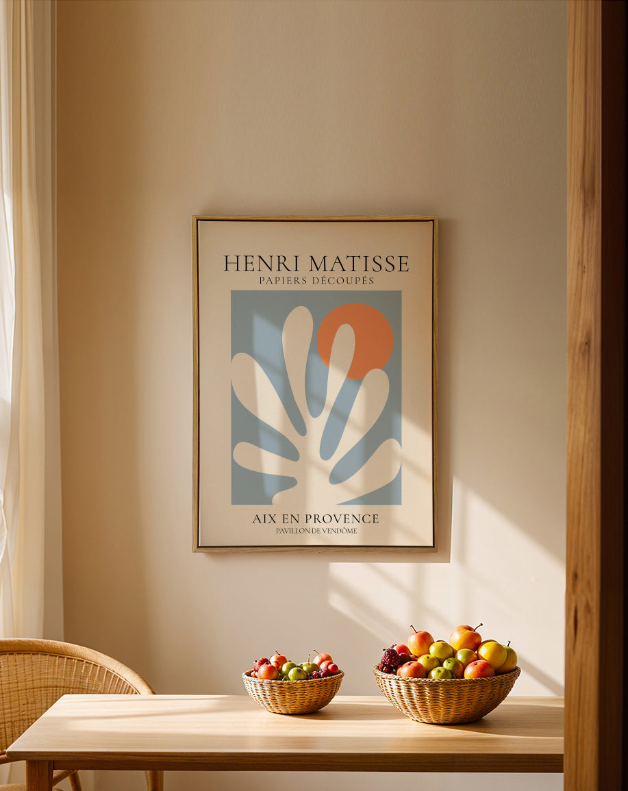 Henri Matisse papiers découpés XII - Framed canvas in an interior