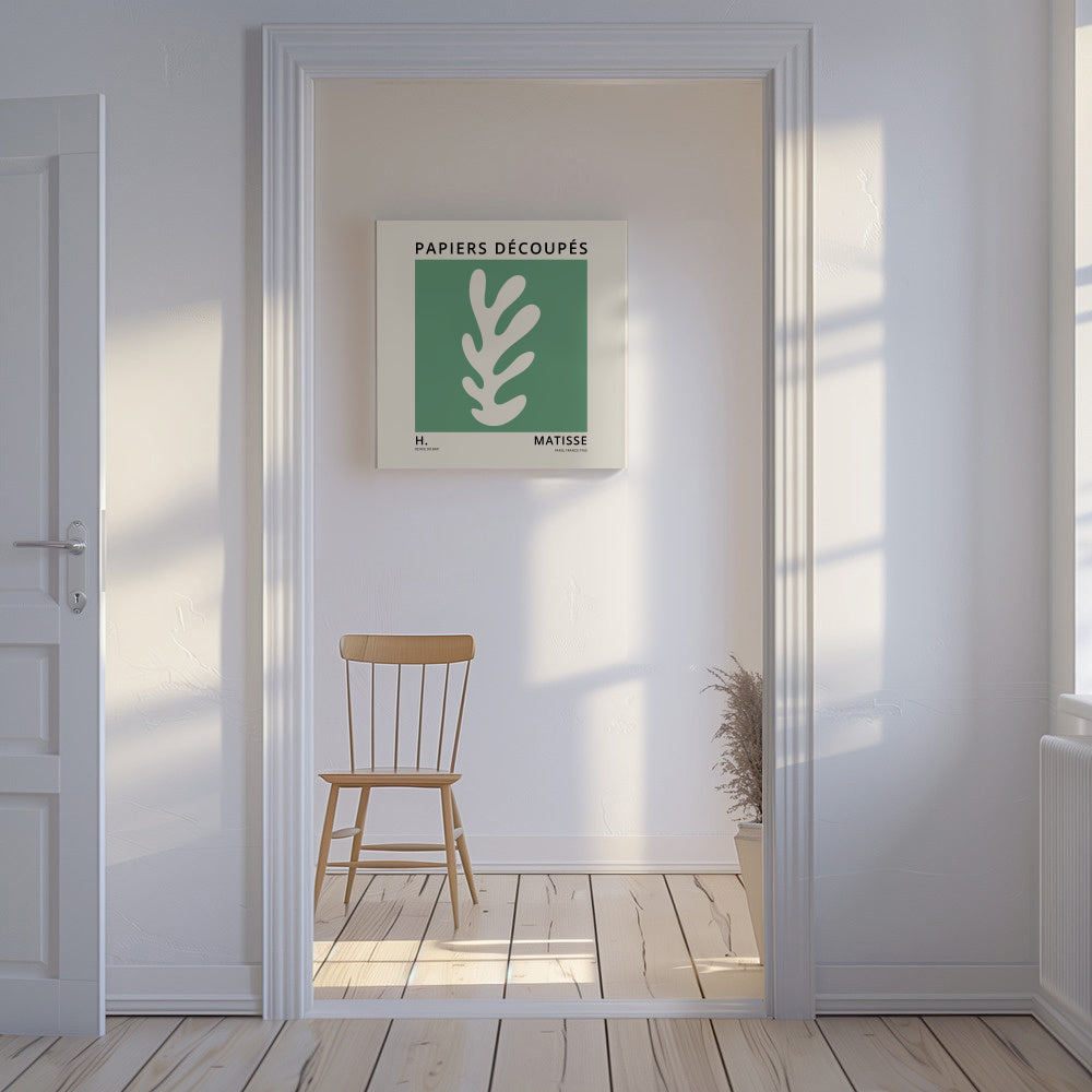 Henri Matisse GREEN papiers découpés II - Unframed canvas in an interior